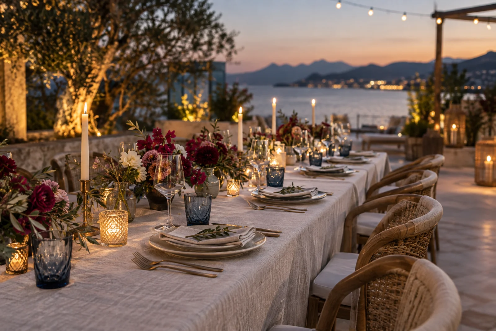 Generated candlelit welcome dinner concept